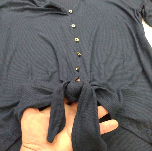 NWT Navy Blue MK Michael Kors Long Sleeve Top Medium - Picture 4 of 14